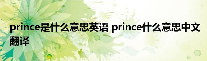 prince是什么意思英语 prince什么意思中文翻译 